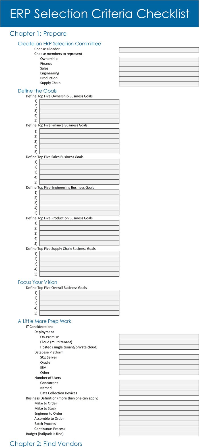 ERP Selection Template